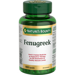 NATURE'S BOUNTY Fenugreek, 610 mg, Used in Herbal Medicine as supportive therapy for the promotion of healthy glucose levels and Helps Promote Milk Production, 100 Capsules, 74 g