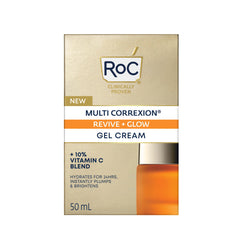 RoC Multi Correxion® Revive + Glow 10% Vitamin C Blend Face Moisturizer, Anti-Aging Gel Cream for Instant Glow, Hypo-Allegenic & Oil-Free Skin Care, 50ML