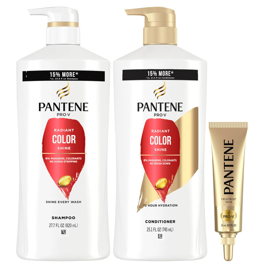 Pantene PRO-V Radiant Color Shine 820 mL Shampoo + 745 mL Conditioner + 15 mL Rescue Shot, 1.58 mL in Total