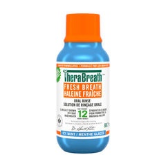 TheraBreath Fresh Breath Oral Rinse, Travel Size, Clinically Shown to Fight Bad Breath for 12 Hours. Alcohol-Free & Dye-Free Mouthwash, Certified Vegan, Halal, Kosher & Gluten-Free. Icy Mint, 88.7ml