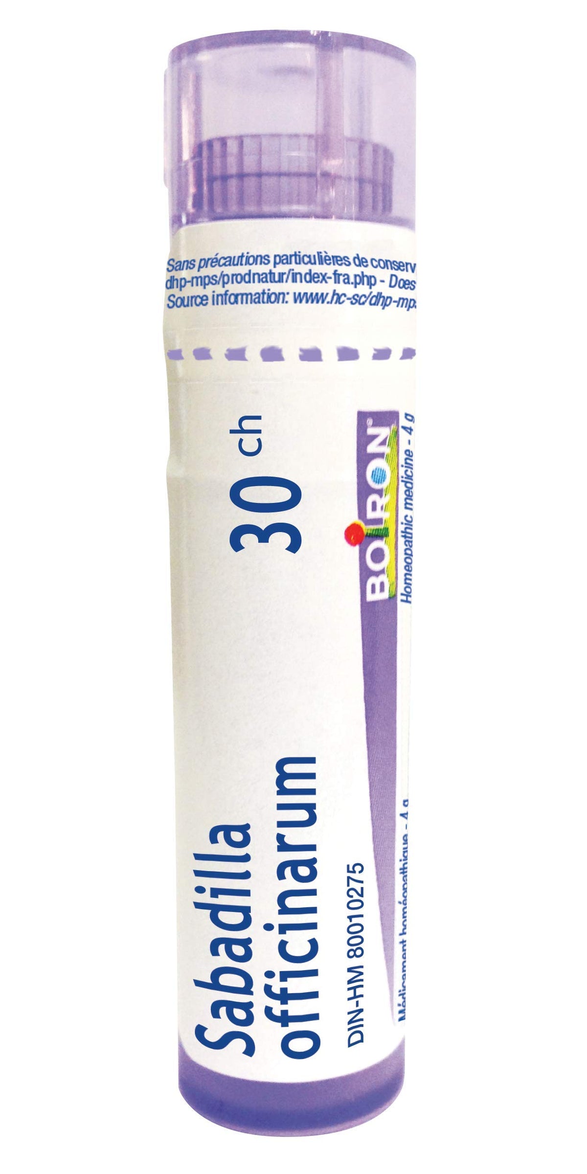 Boiron Sabadilla officinarum 30ch,Homeopathic medicine. Each tube contains 4 g (approximately 80 pellets)