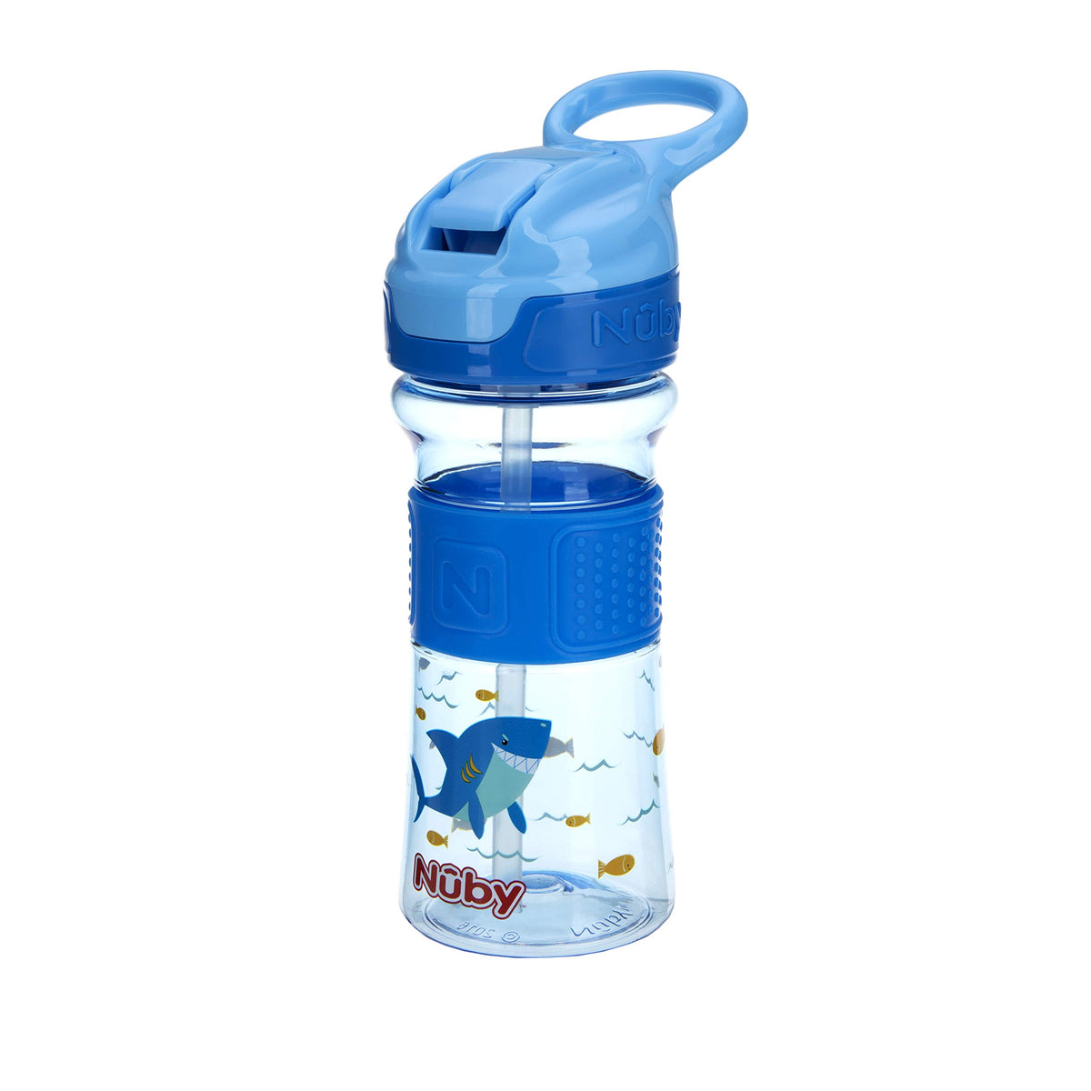 Nuby Thirsty Kids No-Spill Flip-It Reflex Travel Cup w/Soft Grip 12 oz., Shark