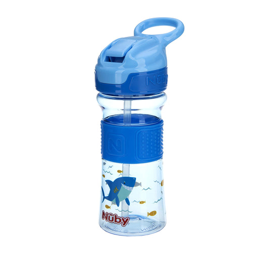 Nuby Thirsty Kids No-Spill Flip-It Reflex Travel Cup w/Soft Grip 12 oz., Shark