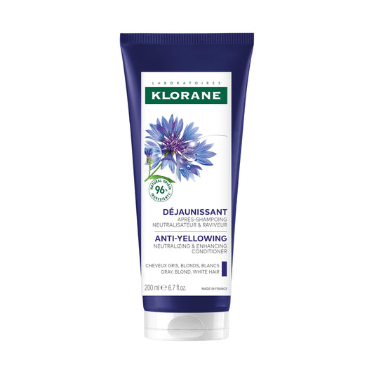 Klorane - Anti-Yellowing Conditioner With Organic Centaury - Purple Conditioner, For Blonde, Silver, White Hair - 200ml.