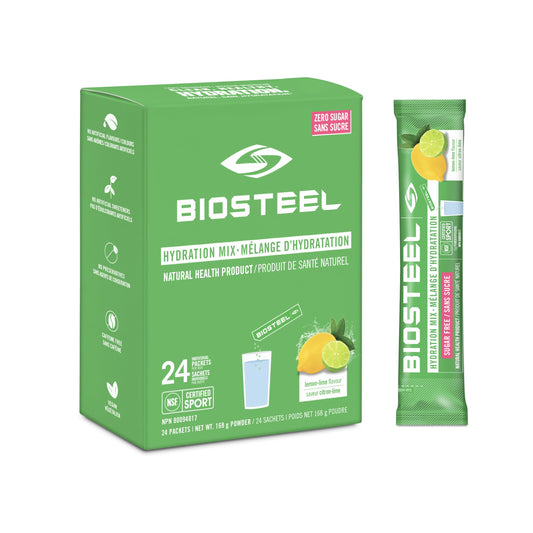 BioSteel Electrolyte Hydration Mix | Canadian Made | Lemon Lime | Zero Sugar, No Artificial Flavours | 24 Single Serving Packets