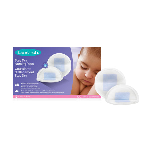 Lansinoh Stay Dry Disposable Nursing Pads, Ultra Thin with Full Coverage, Soft and Super Absorbent Breast Pads, Breastfeeding Essentials for Moms, 100 Count