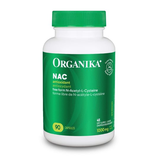 Organika Canadian-Made NAC (N-Acetyl-L-Cysteine) 500mg- Supports Antioxidant Glutathione Levels, Immune System Support, Liver and Detox Support- 90 caps