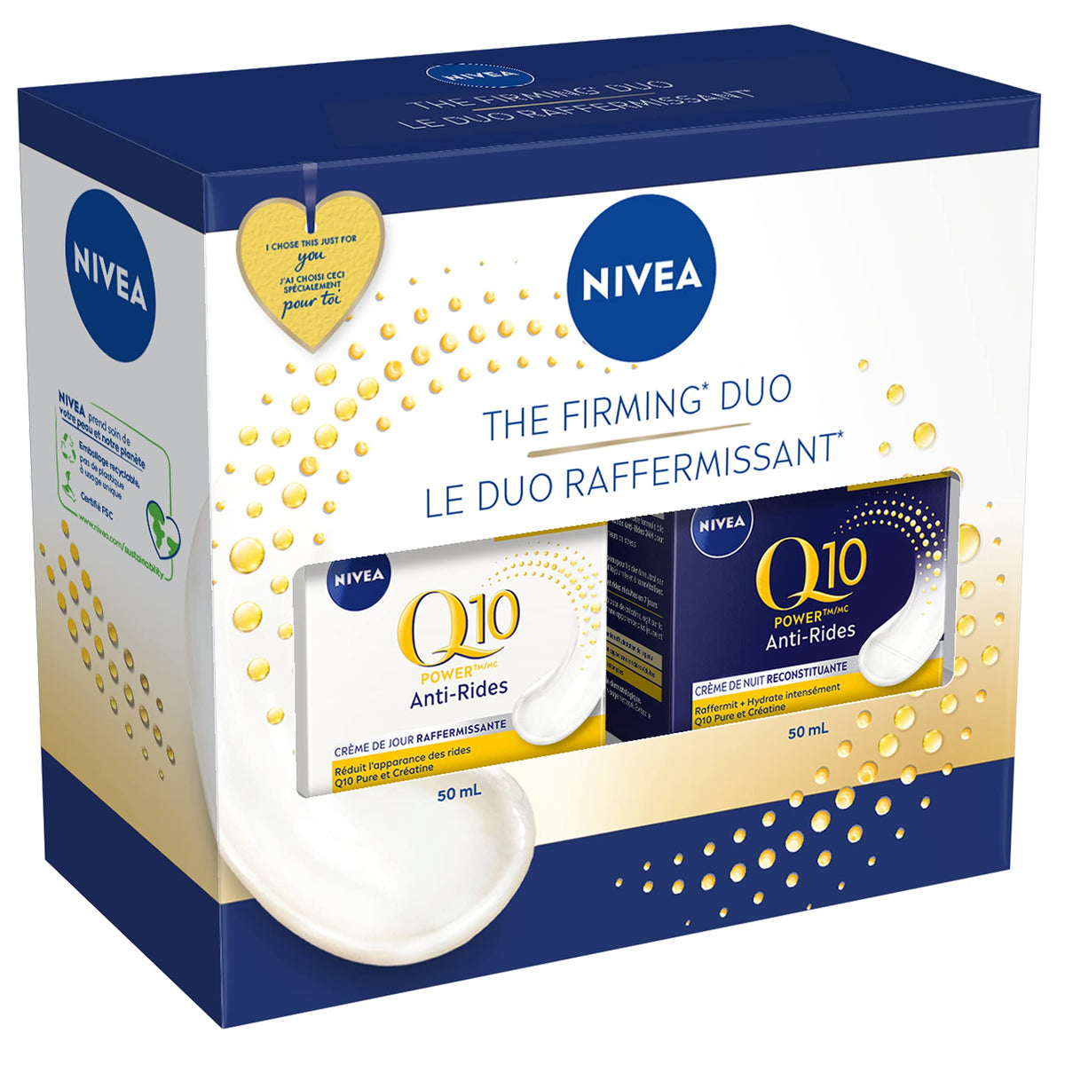 NIVEA Q10 Power Anti-Wrinkle Firming Day and Night Cream Bundle | 1 Face Day Cream 50mL & 1 Night Cream 50mL Gift Set