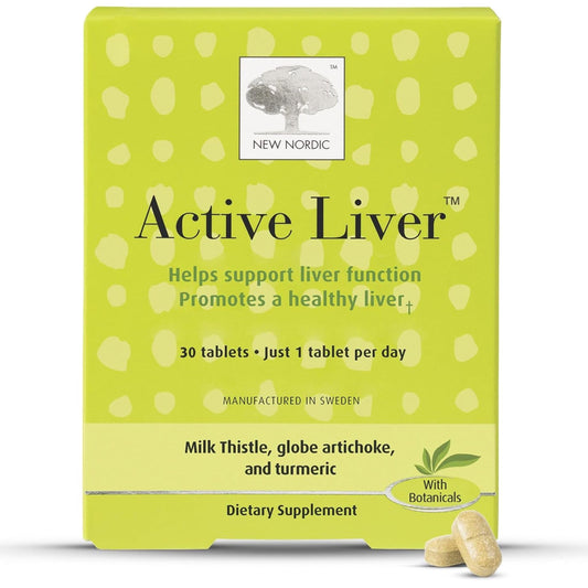 NEW NORDIC Active Liver 30-Day Supply, Daily Liver Supplement, Milk Thistle, Artichoke & Turmeric, 30 Tablets (Pack of 1)