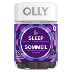 OLLY Sleep Gummy Supplement helps promote a healthy sleep cycle Blackberry Zen with melatonin, L-Theanine & botanicals 25 day supply 50 gummies