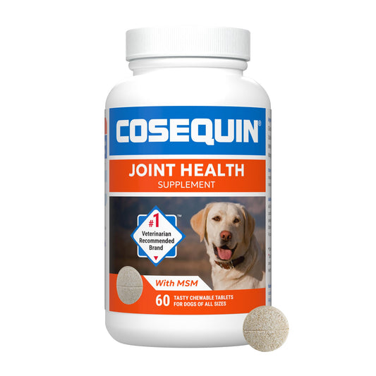 Nutramax Cosequin Maximum Strength Joint Health Supplement for Dogs - With Glucosamine, Chondroitin, and MSM, 60 Chewable Tablets