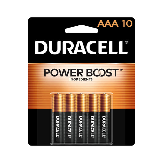 Duracell Coppertop AAA Batteries with Power Boost Ingredients, 10 Count Pack (Pack of 1), Triple A Battery with Long-lasting Power, Alkaline AAA Battery for Household and Office Device
