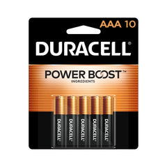Duracell Coppertop AAA Batteries with Power Boost Ingredients, 10 Count Pack (Pack of 1), Triple A Battery with Long-lasting Power, Alkaline AAA Battery for Household and Office Device