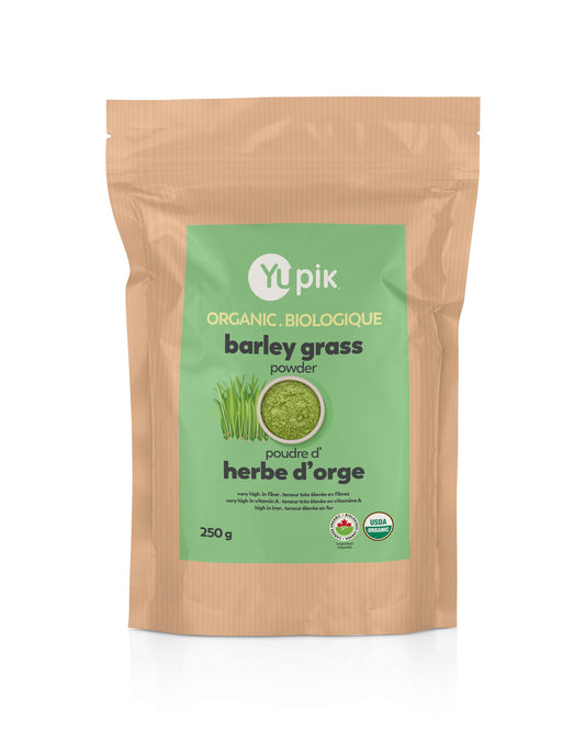 Yupik Organic Barley Grass Powder 250g, USDA Certified, Raw, Gluten-Free, Kosher, 100% Pure Green Powder, Good Source of Fiber & Iron