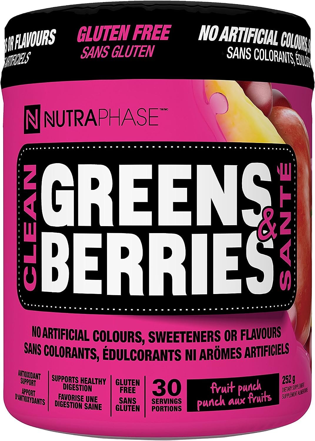 NUTRAPHASE CLEAN GREENS & BERRIES FRUIT PUNCH 30 SERVINGS