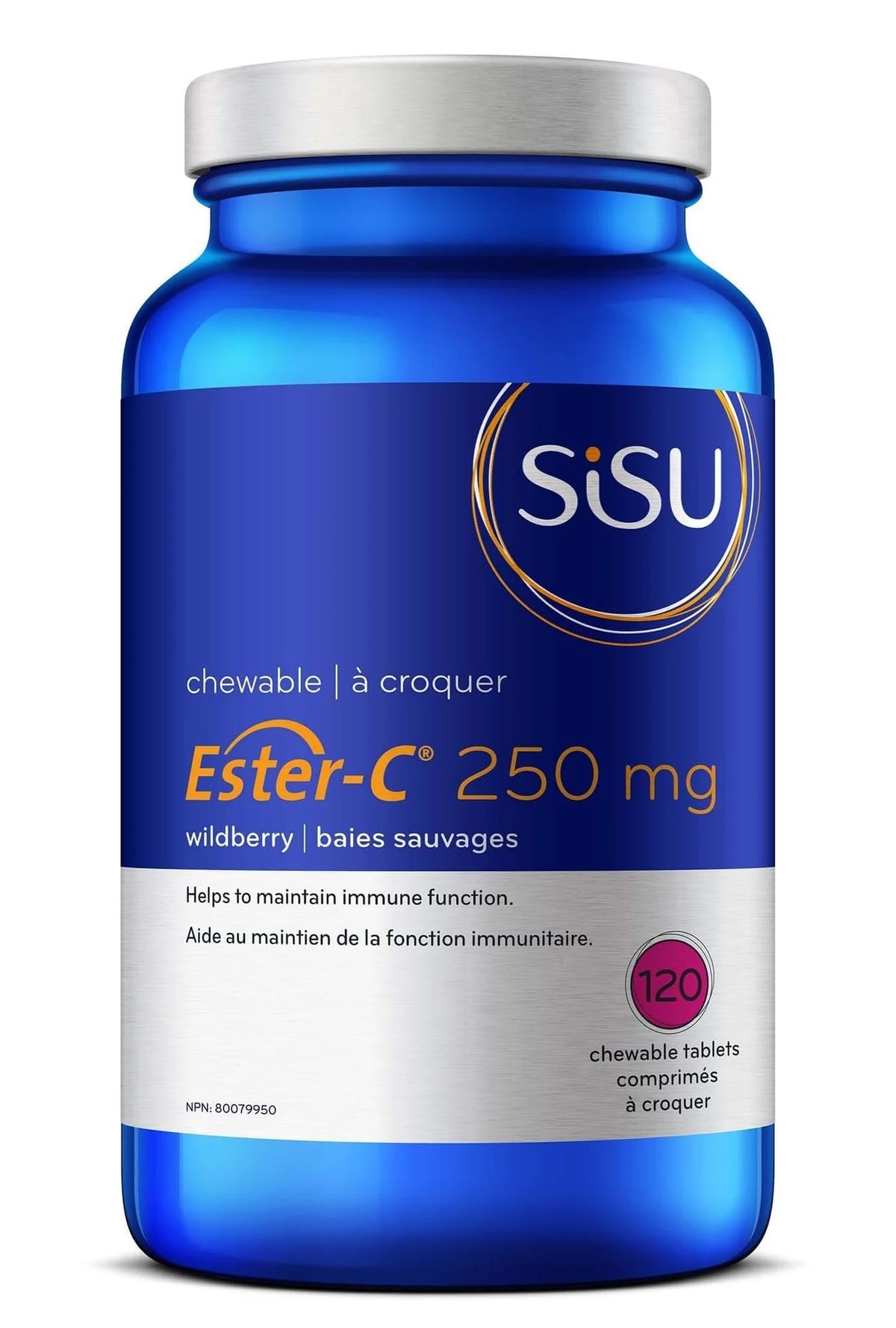 Sisu Ester-C 250mg Chewable Tablets, Berry, Naturally Sweetened Vitamin C with 24-hour Immune Support, Less Acidic, Better Absorbed & Retained Than Other Forms of Vitamin C, Gluten Free & Vegan