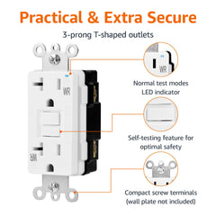 Amazon Basics Weather-Resistant GFCI Receptacle with LED Indicator, 20 Amp