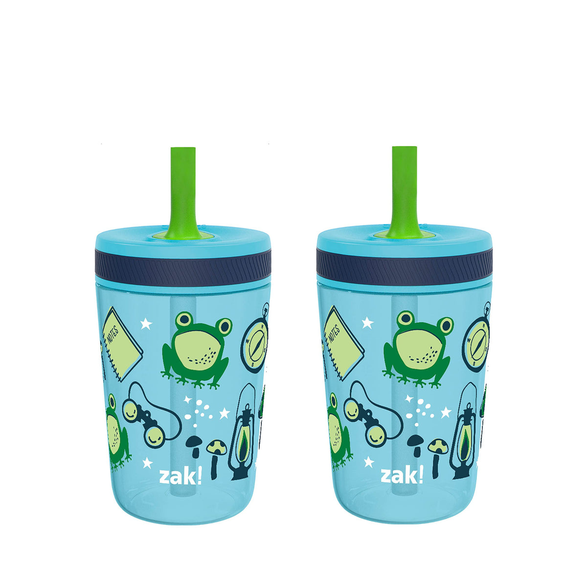 Zak Designs Kelso 15 oz Tumbler Set, (Campout) Non-BPA Leak-Proof Screw-On Lid with Straw Made of Durable Plastic and Silicone, Perfect Toddler Cup Bundle for Kids (2pc Set)