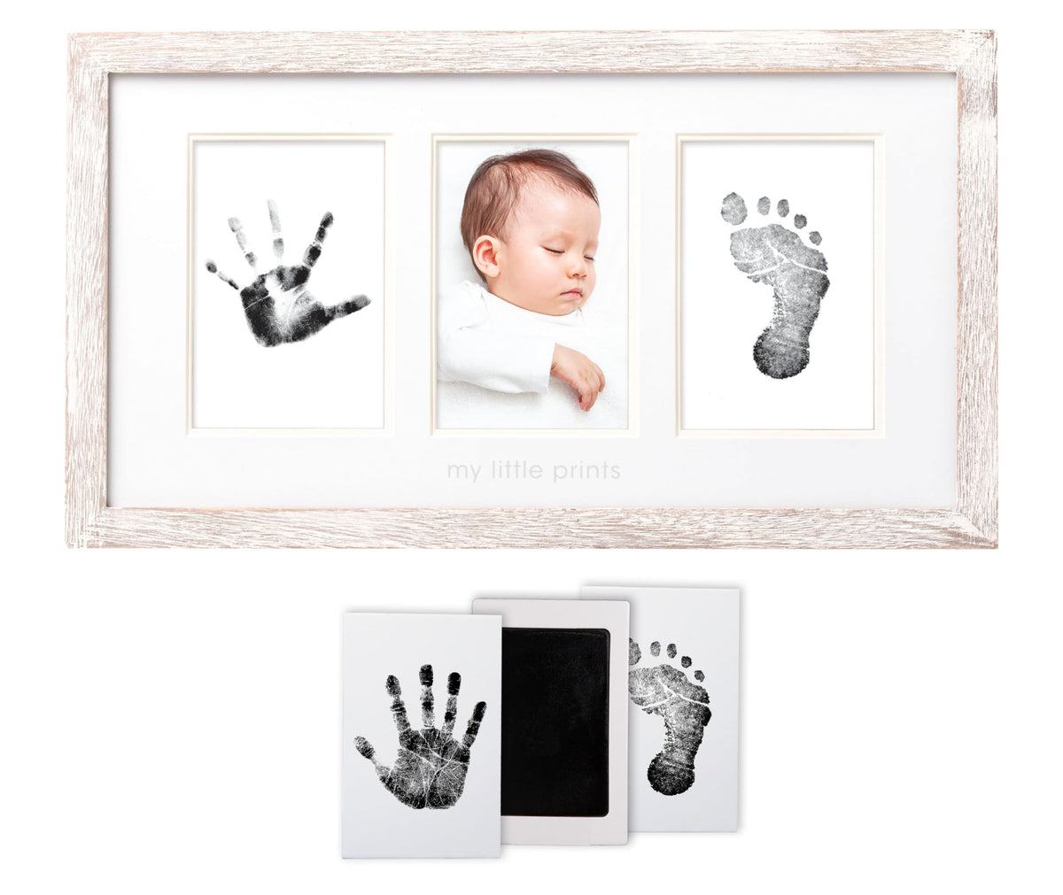 Pearhead Babyprints Wall Frame, Rustic Nursery Decor, Distressed