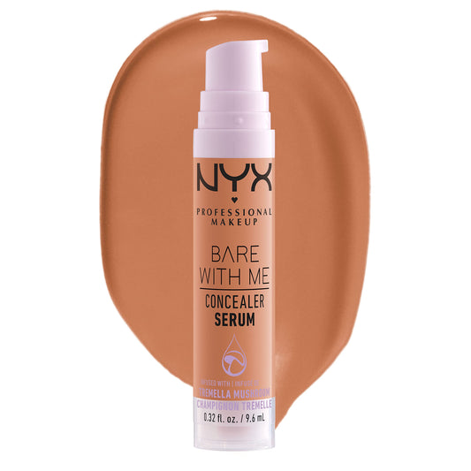 NYX Professional Makeup Concealer, Under eye concealer, Bare With Me Serum, Satin and Natural Finish, Infused with Tremella Mushroom and Green tea for 24HR Hydration, Vegan Formula - 8.5 Caramel, 9.6mL