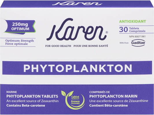 Karen Phytoplankton Optimum Tablets - Marine Phytoplankton Supplement for Men & Women - Essential Vitamins Minerals, & Omega 3 Pills - Digestive, Immunity, Energy, Skin, Sleep, & Gut Health - 30 Count