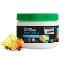 Organika Canadian-Made Electrolytes Extra-Strength Powder, NSF Certified, Fruit Punch Flavour, 1000 mg Sodium, Sugar-Free Hydration & Recovery, 180 g, 30 Servings