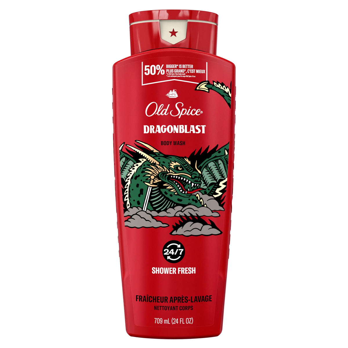 Old Spice Body Wash for Men, Dragonblast, Long Lasting Lather, 709 ml