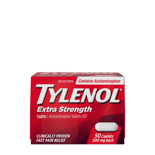 Tylenol Extra Strength Caplets for Headache, Migraine, Arthritis and Pain Relief, 500 mg Acetaminophen, 50 Caplets
