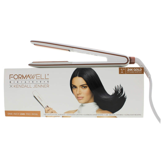 Formawell Beauty x Kendall Jenner One Inch 24K Gold Pro Flat Iron Hair Straightener | Ultra-Fast Heating to 450°F with LED Display | Negative-Ion Conditioning | Dual Voltage, No-Tangle 8ft Cord