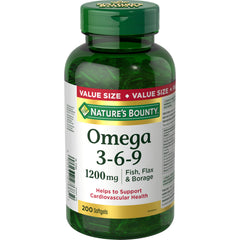 NATURE'S BOUNTY Omega 3-6-9, 1200 mg Fish, Flax & Borage, Contains Omega-3 Fatty Acids (EPA & DHA), 346.4 g