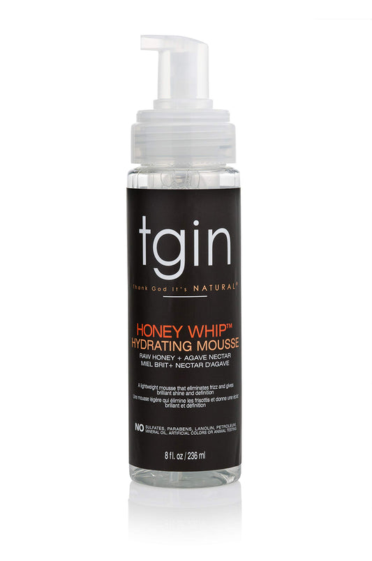 Thank God It's Natural Tgin Honey Whip Hydrating Mousse for Natural Hair - Dry Hair - Curly Hair - Damaged Hair - 8 Oz., 8 ounces