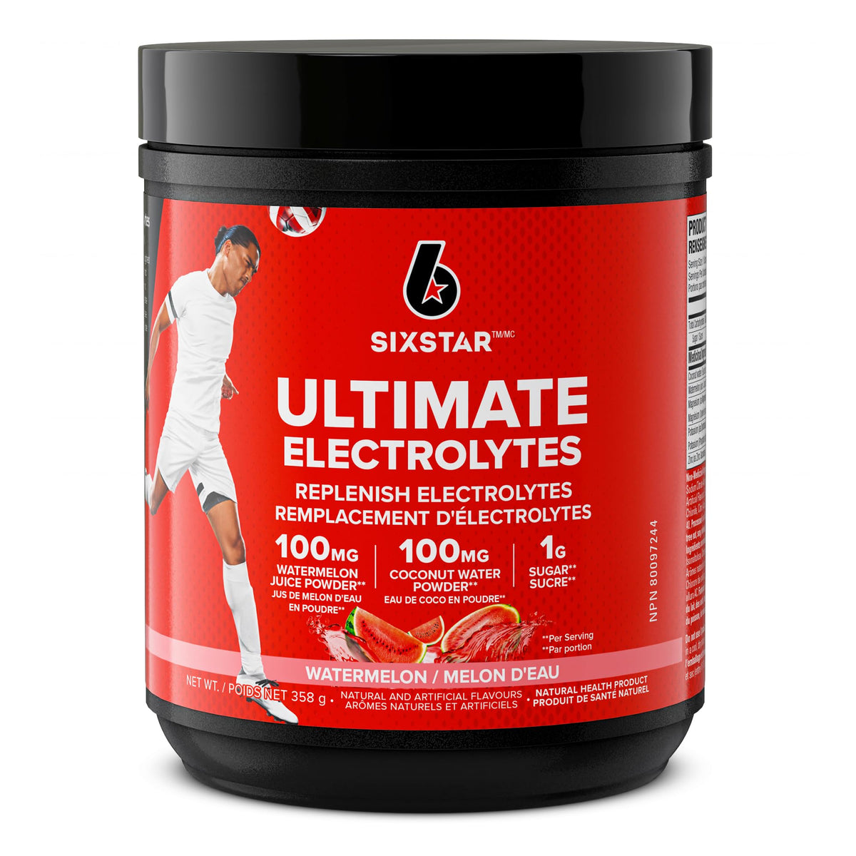 Six Star Electrolyte Powder | Six Star Ultimate Hydration | Replenish Electrolytes with 100mg of Coconut Water Powder + Watermelon Powder + Zinc + Magnesium | Hydration Powder | Watermelon (50 Servings)