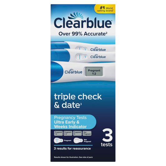 Clearblue Pregnancy Test Triple Check & Date Combo Pack, 3 Tests (1 Digital, 2 Visual)