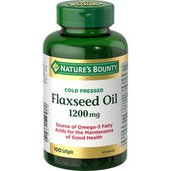 Nature's Bounty Flaxseed Oil Pills, Supplement, Source of Omega 3, Helps Maintain Good Health, 1200mg 100 Softgels