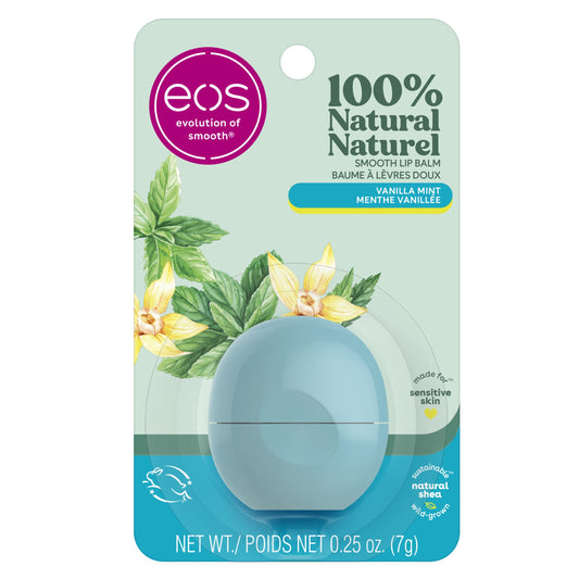 eos Super Soft Shea Lip Balm Sphere - Vanilla Mint - Deeply Hydrates and Seals in Moisture, Sustainably-Sourced Ingredients,