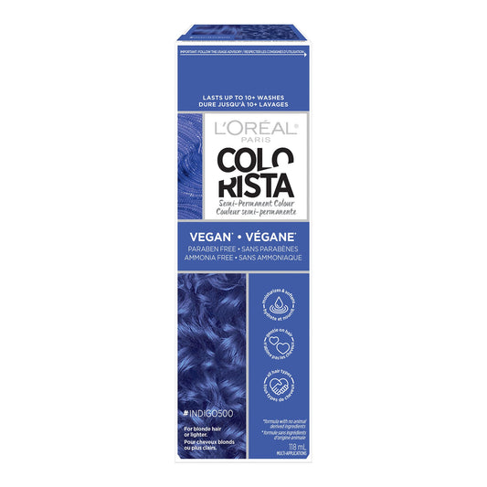 L'Oreal Paris Colorista Semi Permanent Hair Color for Bleached or Blonde Hair, 500 Indigo, Color Depositing Hair Mask Formula, 1 EA (Packaging May Vary)