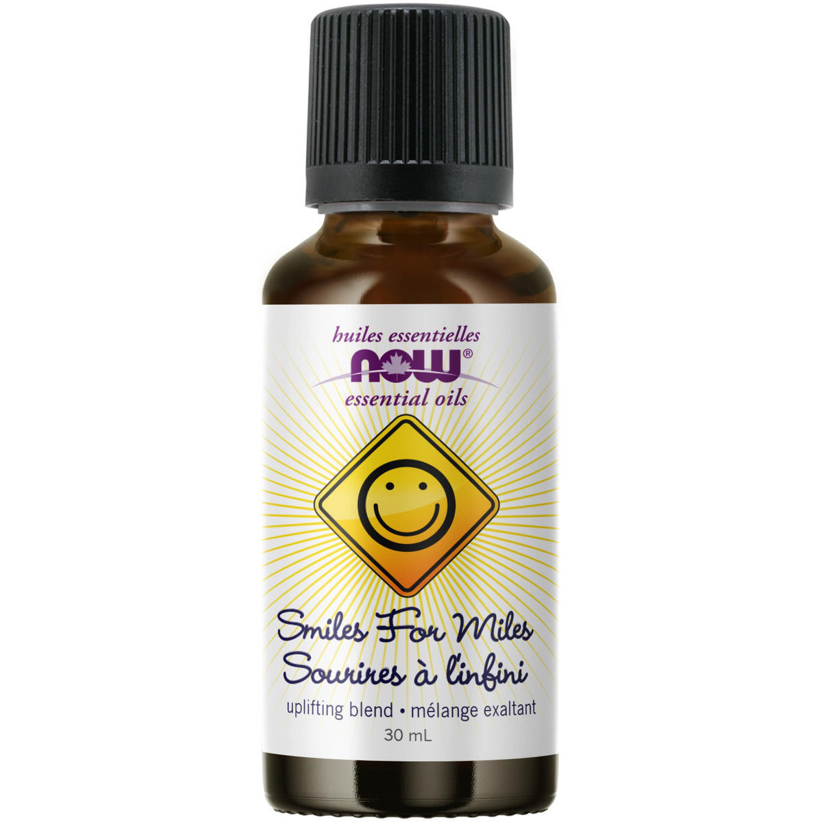NOW Essential Oils, Smiles for Miles Aromatherapy Blend, Refreshing Aromatherapy Scent, Blend of Pure Essential Oils, Vegan, Child Resistant Cap, 30mL