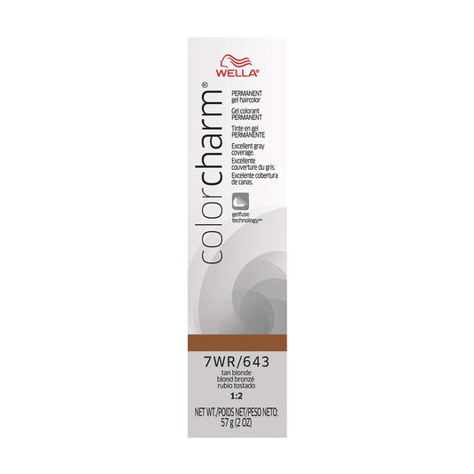 COLORCHARM Permanent Gel | Hair Color for Gray Coverage| 7WR Tan Blonde| | 2 Fl oz.
