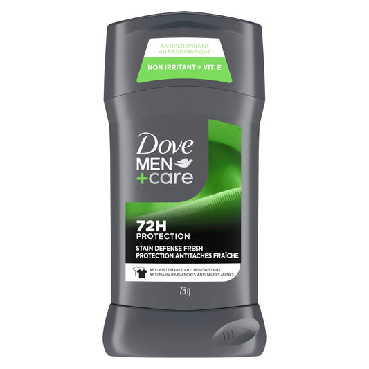 Dove Men+Care Stain Defense Fresh 72H Protection Antiperspirant Deodorant Stick for Men Anti-White Marks and Yellow Stains, 76g
