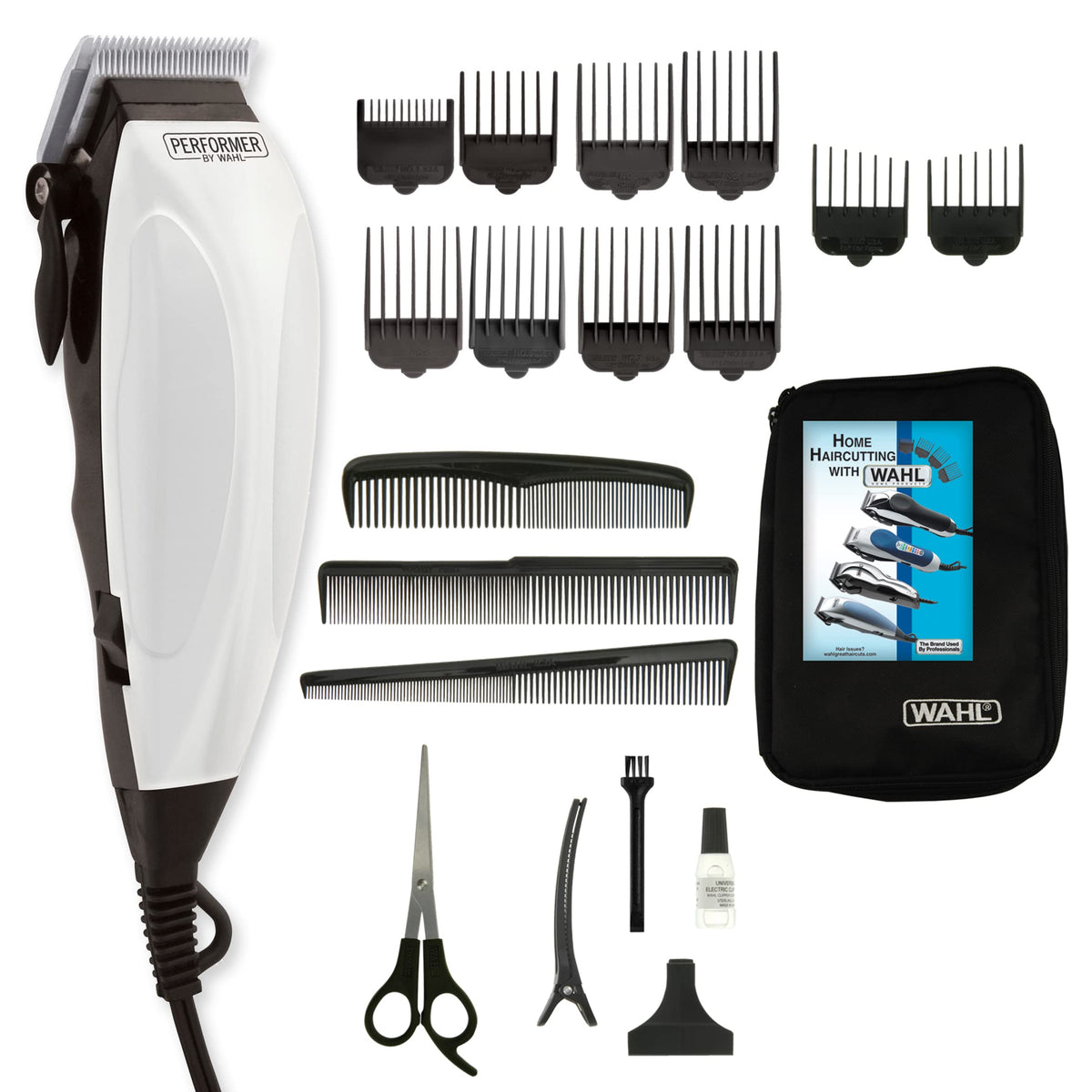 Wahl Canada Performer Haircutting Kit, Quality Economy Clipper Complete with Accessories, Powerful, Quiet Motor, Self-Sharpening Precision Ground Blades, Hair Clipper, At Home Haircutting Kit - Model 3160