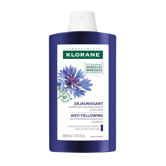 Klorane - Anti-Yellowing Shampoo With Organic Centaury - Purple Shampoo, Brightens Blonde, Silver, Or Grey Hair - 400ml.