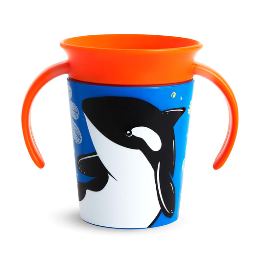 Munchkin Miracle 360˚ Wildlove Trainer Cup with Handles, 6 Ounce, Orca, 1 Pack
