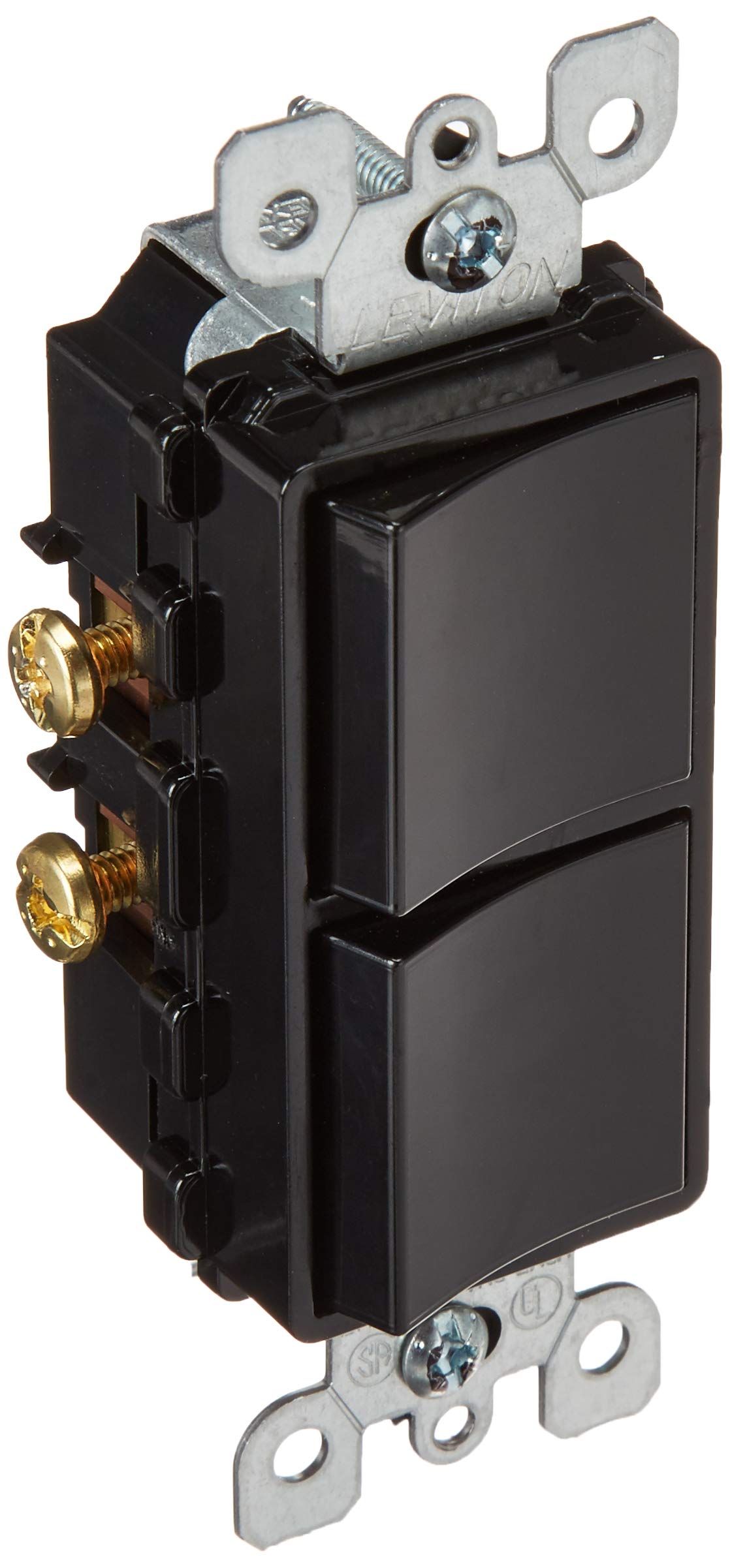 Leviton 15 Amp, 120/277 Volt, Decora Single-Pole, AC Combination Switch, Commercial Grade, Grounding, 5634-E, Black