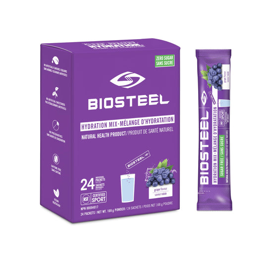 BioSteel Electrolyte Hydration Mix | Canadian Made | Grape | Zero Sugar, No Artificial Flavours | 24 Single Serving Packets