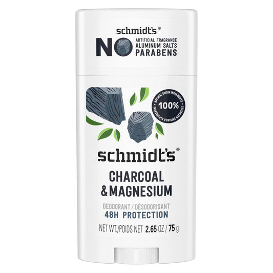 Schmidt's Natural Origin Deodorant, 48 Hour Odour Protection, Charcoal & Magnesium Deodorant for Men and Women, 75g