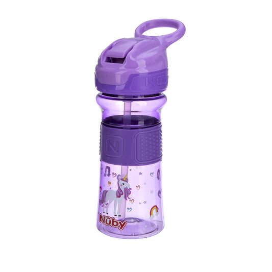 Nuby Thirsty Kids No-Spill Flip-It Reflex Travel Cup w/Soft Grip 12 oz., Unicorn