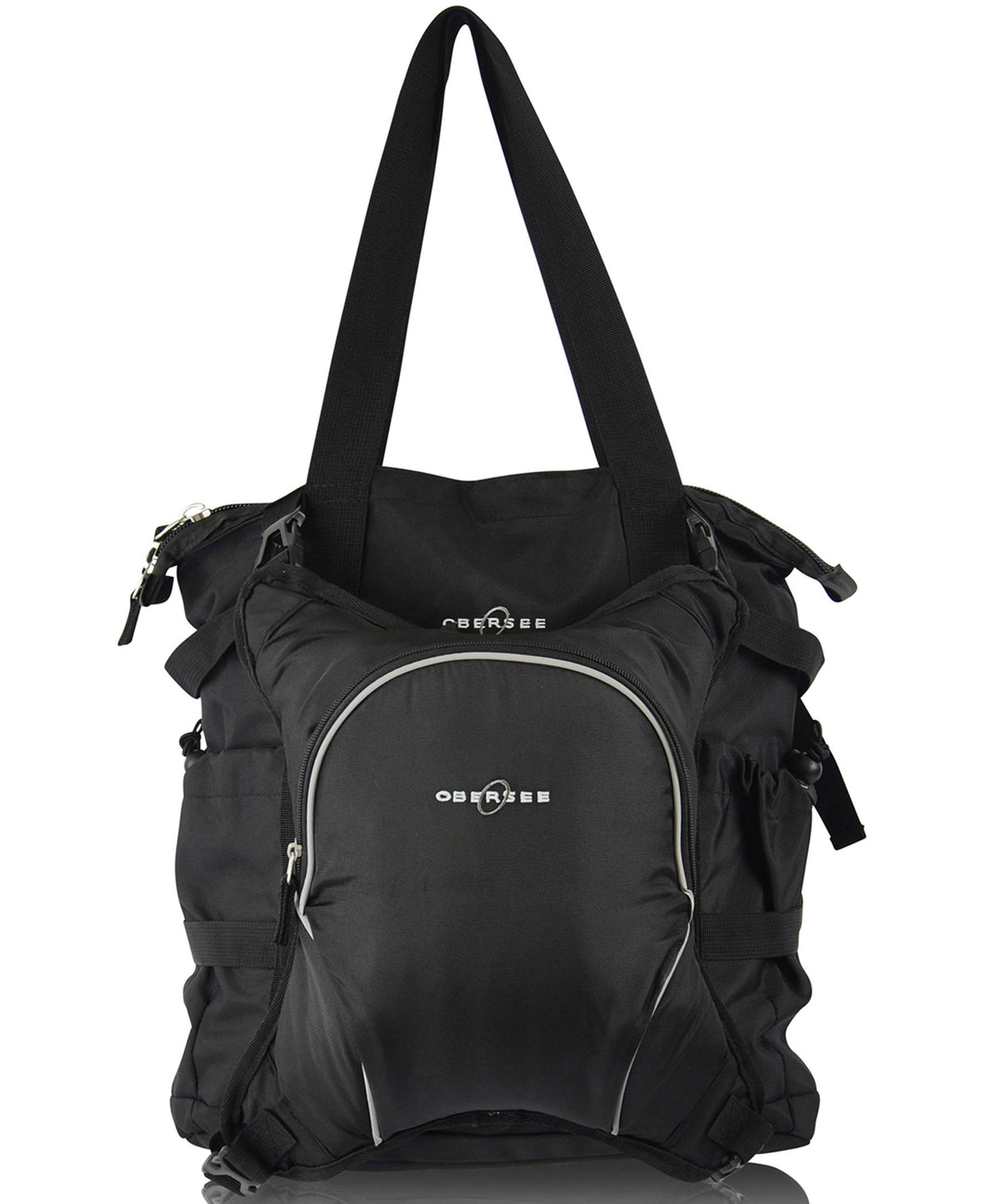 Obersee Innsbruck Diaper Bag Tote with Cooler, Black/Black
