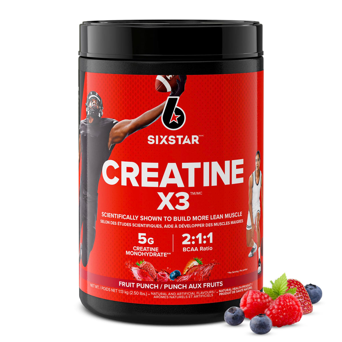 Six Star X3 Creatine Monohydrate Powder - Pre & Post Workout Creatine Blend with Amino Acids & BCAA for Men & Women - Muscle Builder, Recovery & Energy Boosting Supplement - Fruit Punch, 1.13kg