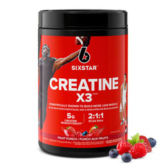 Six Star X3 Creatine Monohydrate Powder - Pre & Post Workout Creatine Blend with Amino Acids & BCAA for Men & Women - Muscle Builder, Recovery & Energy Boosting Supplement - Fruit Punch, 1.13kg