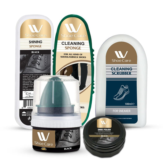 WBM All in 1 Shoe Polish Kit Set, Gives Shoes Long Lasting Shine And Protection, Shoe Cleaner - Gift Set (5 Pcs)